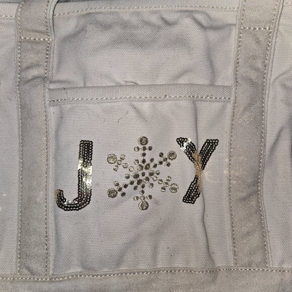 Lands’ End Holiday Canvas Tote – “JOY” Gold Glitter Trim - Picture 6 of 6